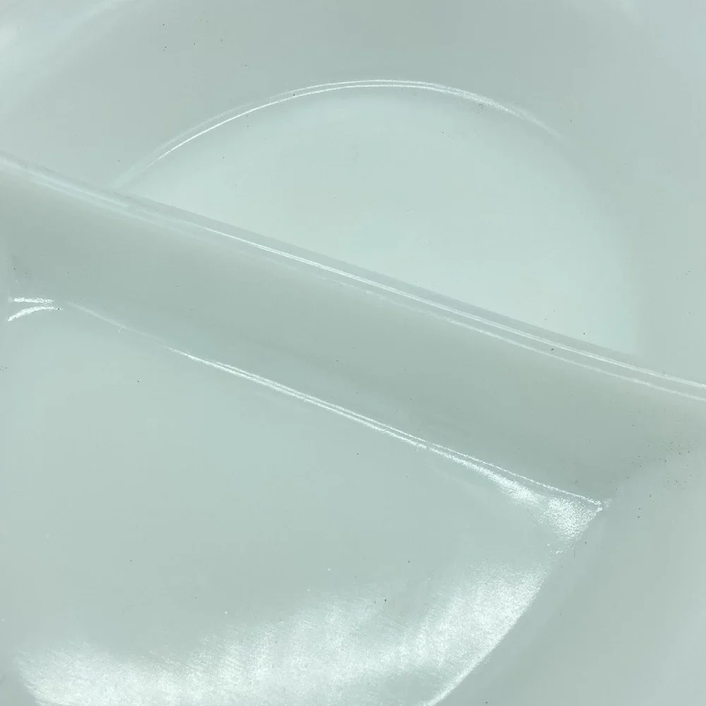 Glasbake Divided Milk Glass Oval Relish Dish Vintage MCM Rustic Farmhouse Retro